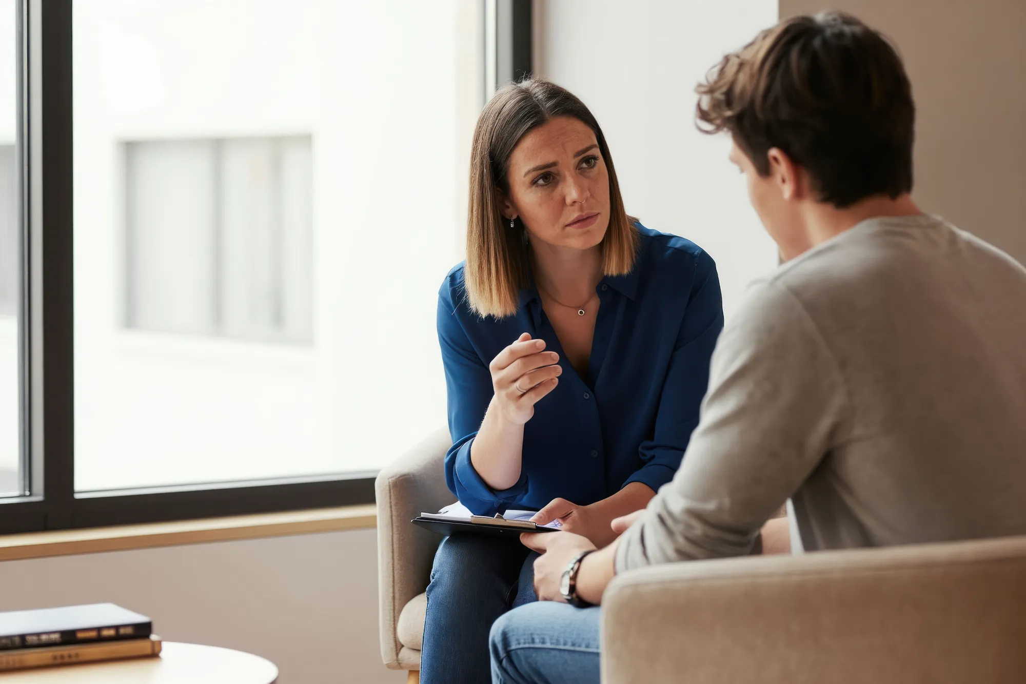woman listens attentively, offers support and guidance
